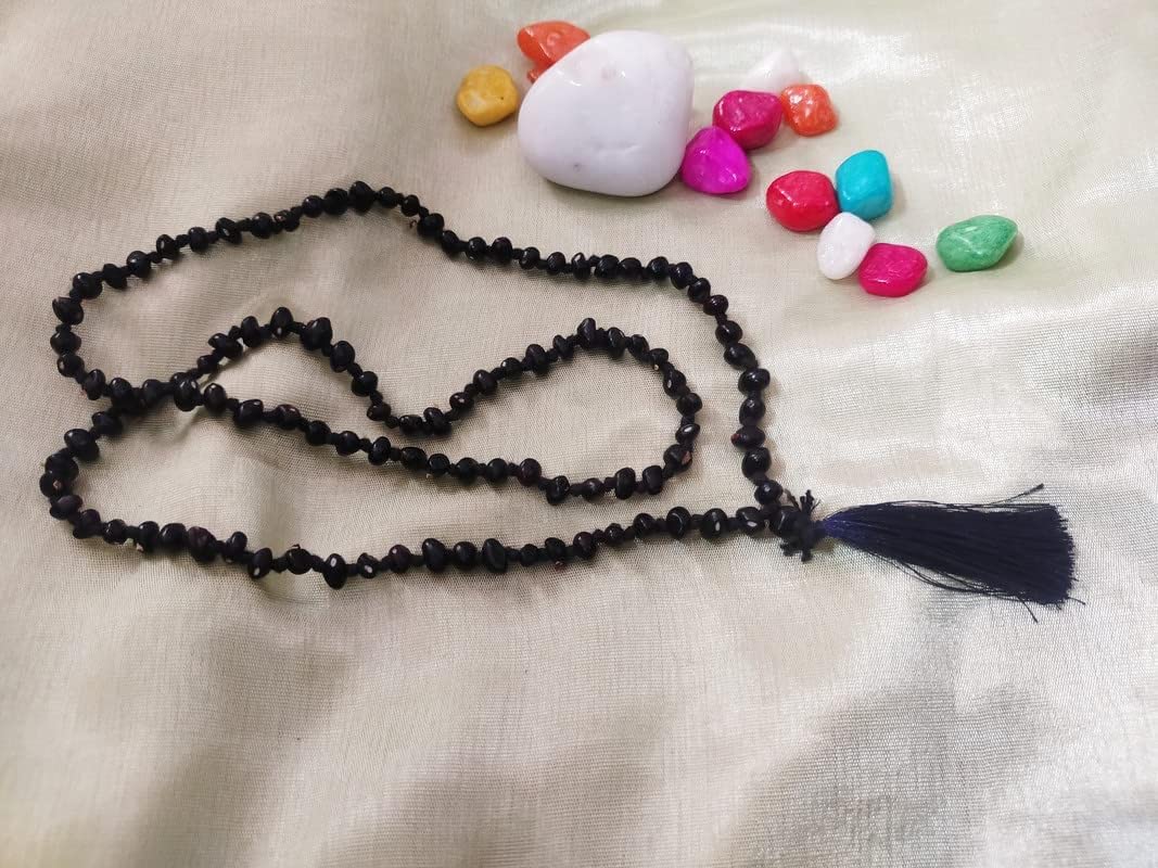 Original Black Gunja Mala - 108+1 Beads for Meditation, Mantra & Pooja