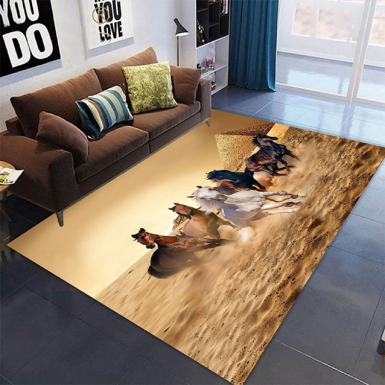 Tapis de yoga cheval 3D anti-glisse : protégez les enfants avec le support caoutchouc