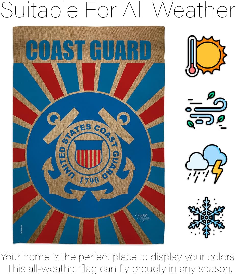 Coast Guard House Flag - Armed Forces USCG Semper Paratus United State American Military Veteran Retire Official - Decoration Banner Small Garden Yard Gift Double-Sided Made In USA 28 X 40