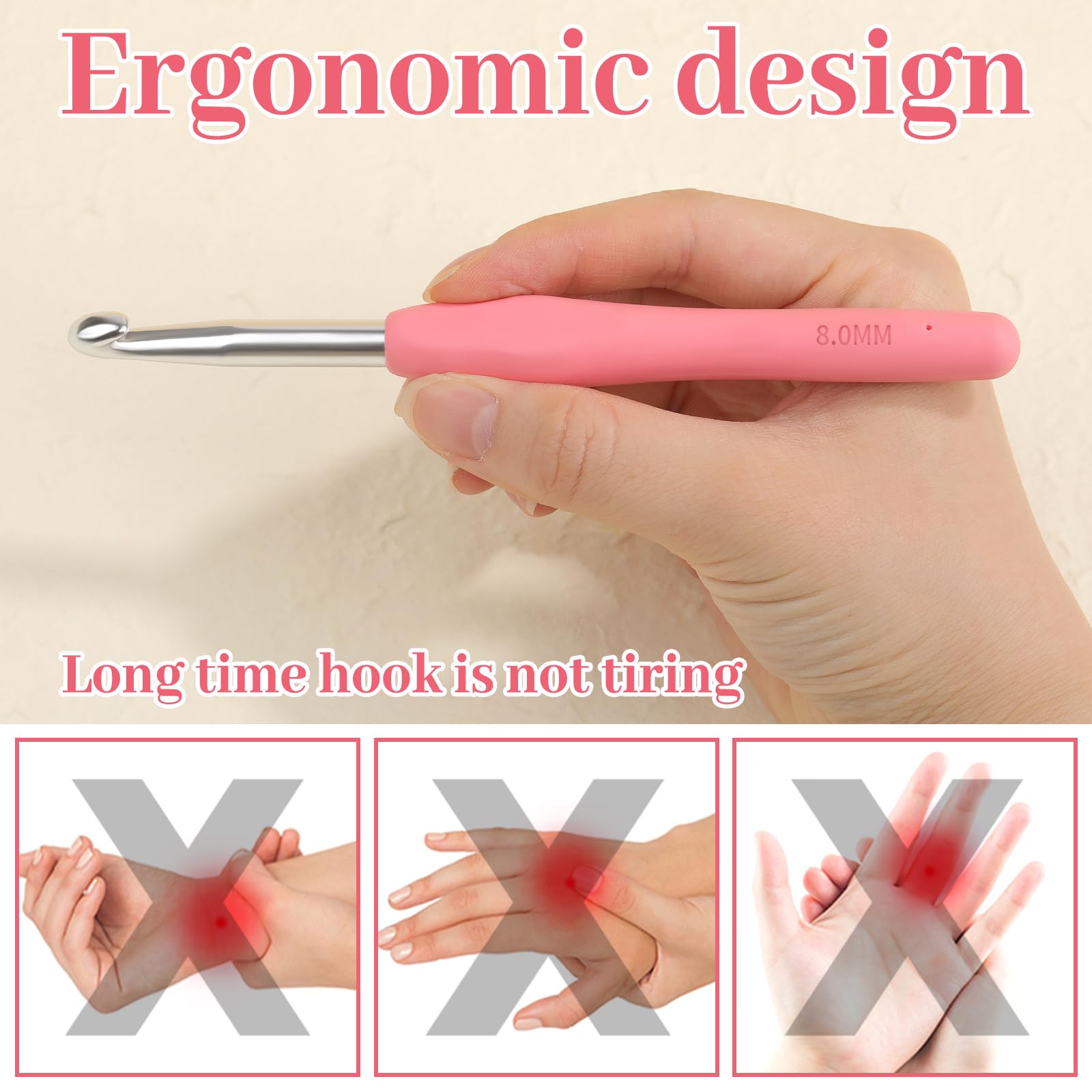 BUOKKON Crochet Hooks - 8.0mm Aluminum -5