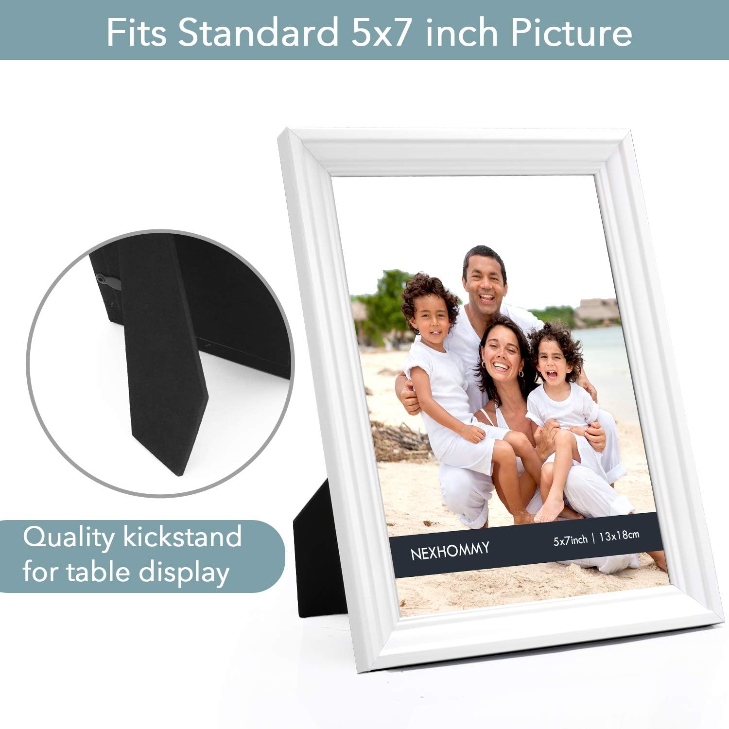 NEXHOMMY 5x7 Picture Frames Set - (12 Pack, White) Basic Designed Photo Frames Collage for Tabletop Display Or Wall Hanging with High Definition Glass, Set of 12