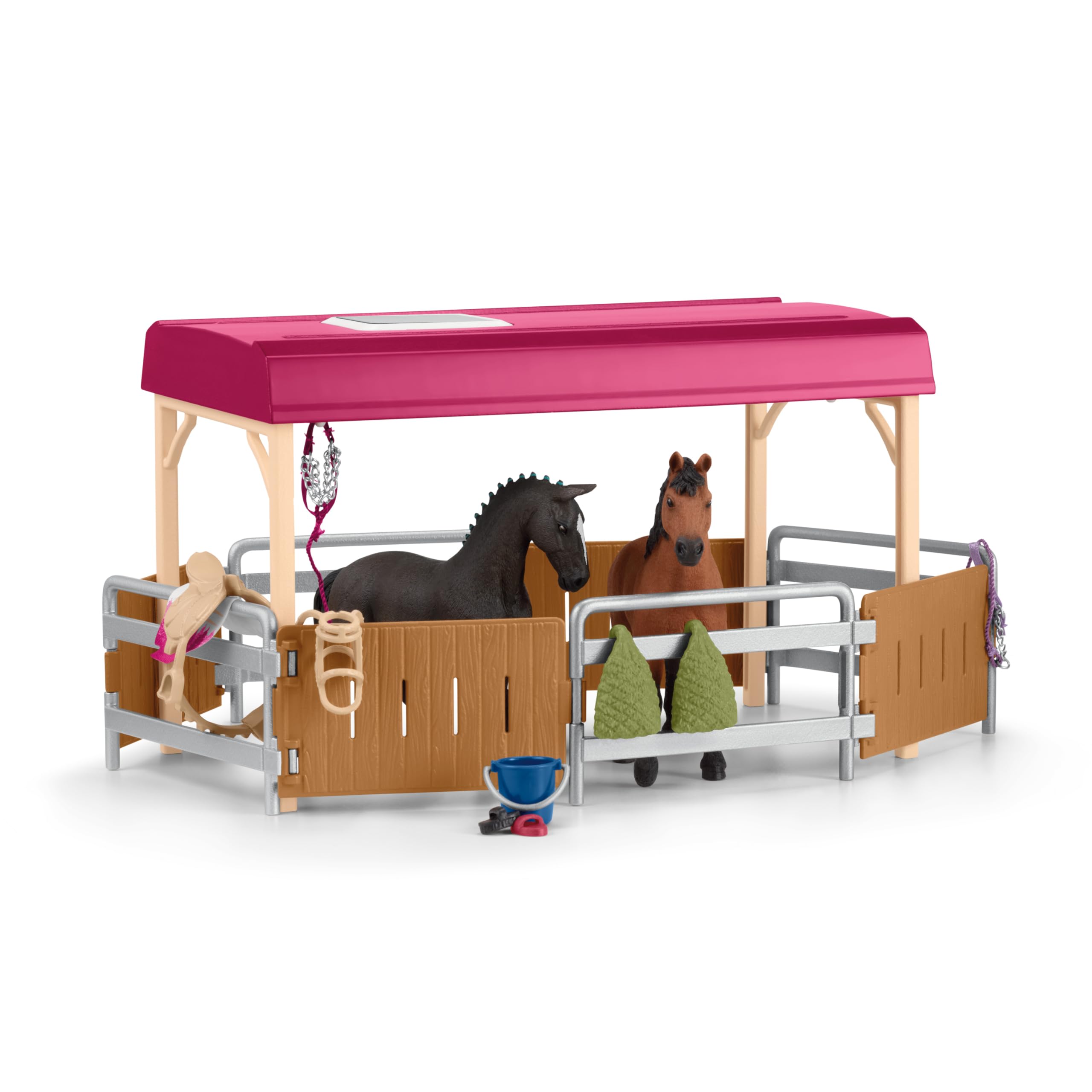 Schleich Horse Club | Pferdetransporter 42619 | ab 5 Jahren | 227 Teile | Pferde Spielzeug mit Wohnmobil, Transporter, Pferdebox, 3 Pferden, 3 Figuren & Pool mit echtem Wasser | Geschenk für Kinder