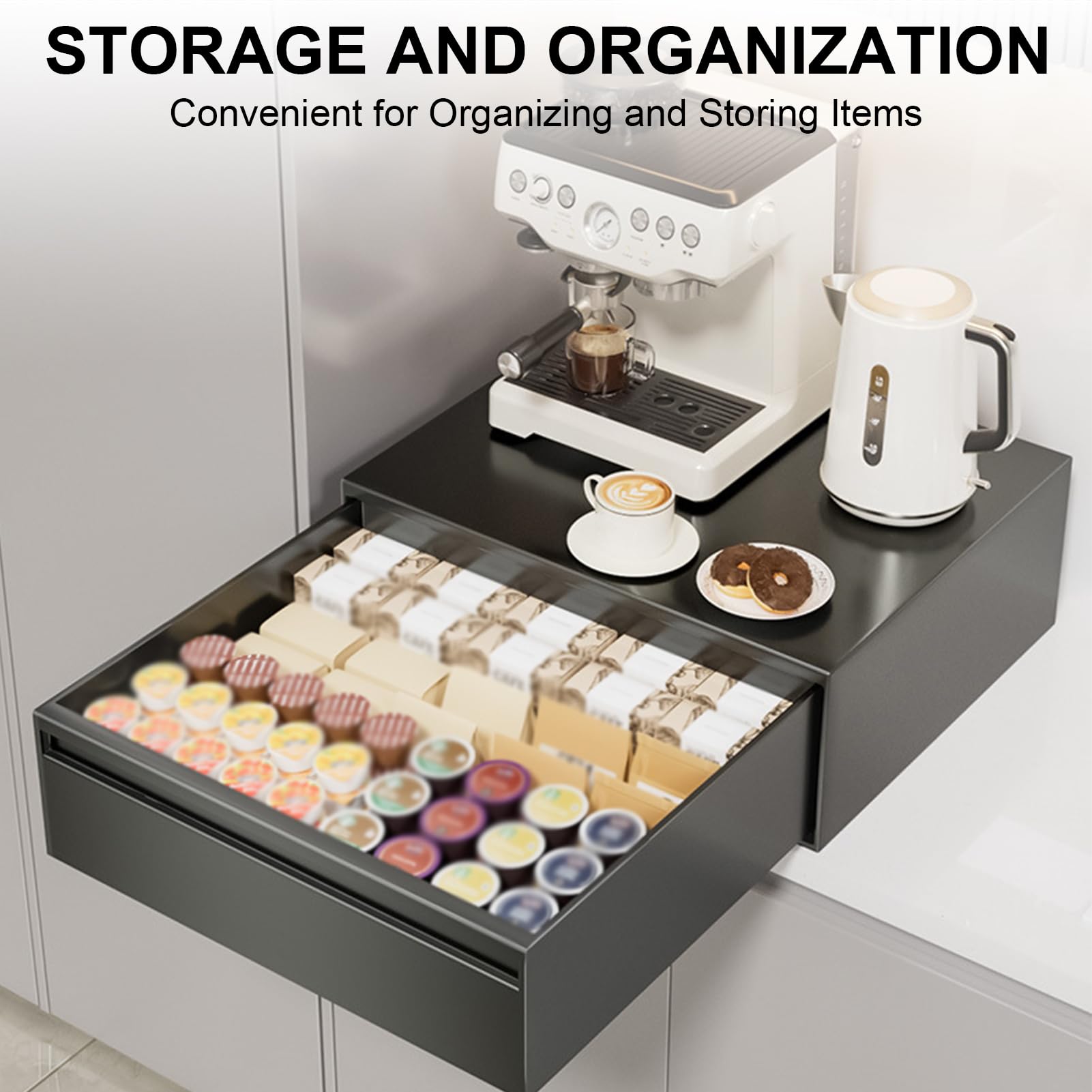 Supporto per microonde in acciaio al carbonio con cassetti estraibili, scaffale portaoggetti da cucina, organizer per elettrodomestici da cucina, design salvaspazio, altezza 25 cm