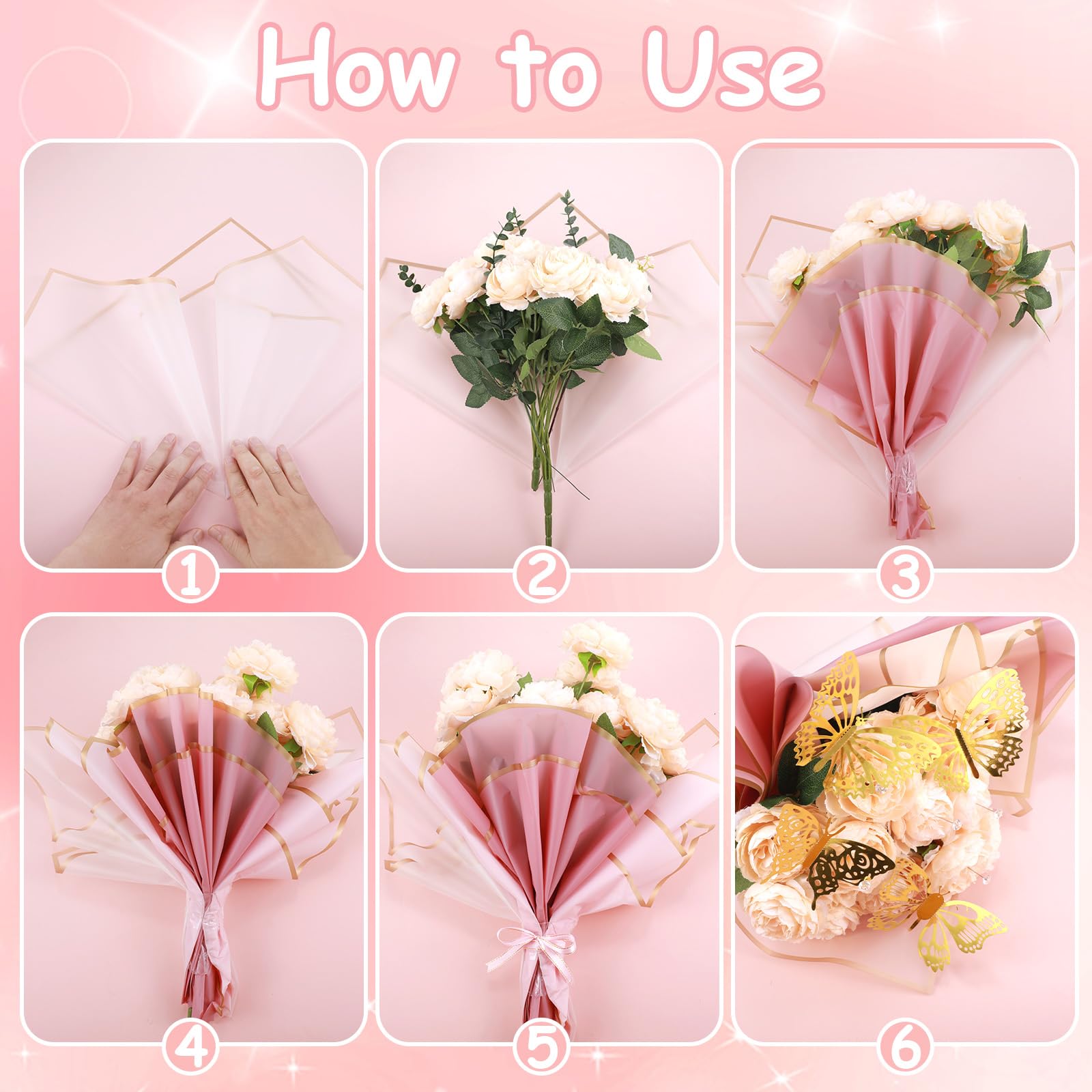 Qeeenar Ramo De Papel De Regalo De Flores Con 40 Hojas De Papel De Regalo De, image size:1600x1600