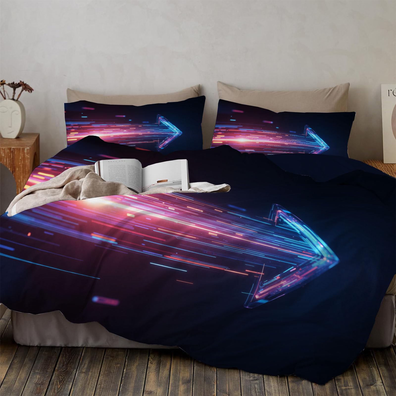 Housse de couette 140x200 technologie moderne à fermeture éclair parure de lit microfibre douce