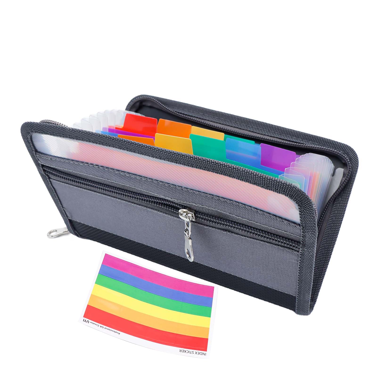 NatSumeBasics Receipt Coupon Bill Organizer 12 Tabs Accordion File Folder Zipper Organizer Expandable Envelopes Stuffing Wallet for Cash Cards (Colorful)