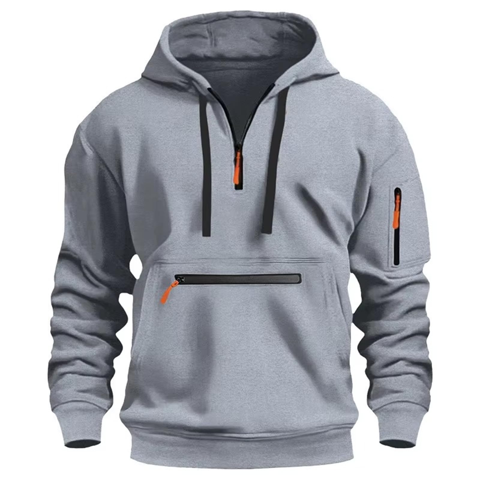 Felpa da uomo oversize con cappuccio e zip, giacca invernale casual