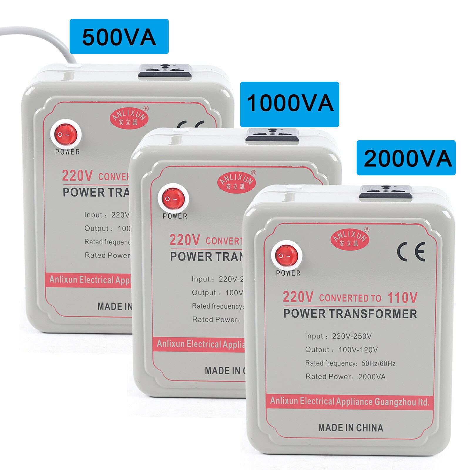 220-250 V a 100-120 V Transformador Transformador Convertidor Convertidor Convertidor, Diseñado para Electrodomésticos con un voltaje de 220 V-250 V (2000 W)