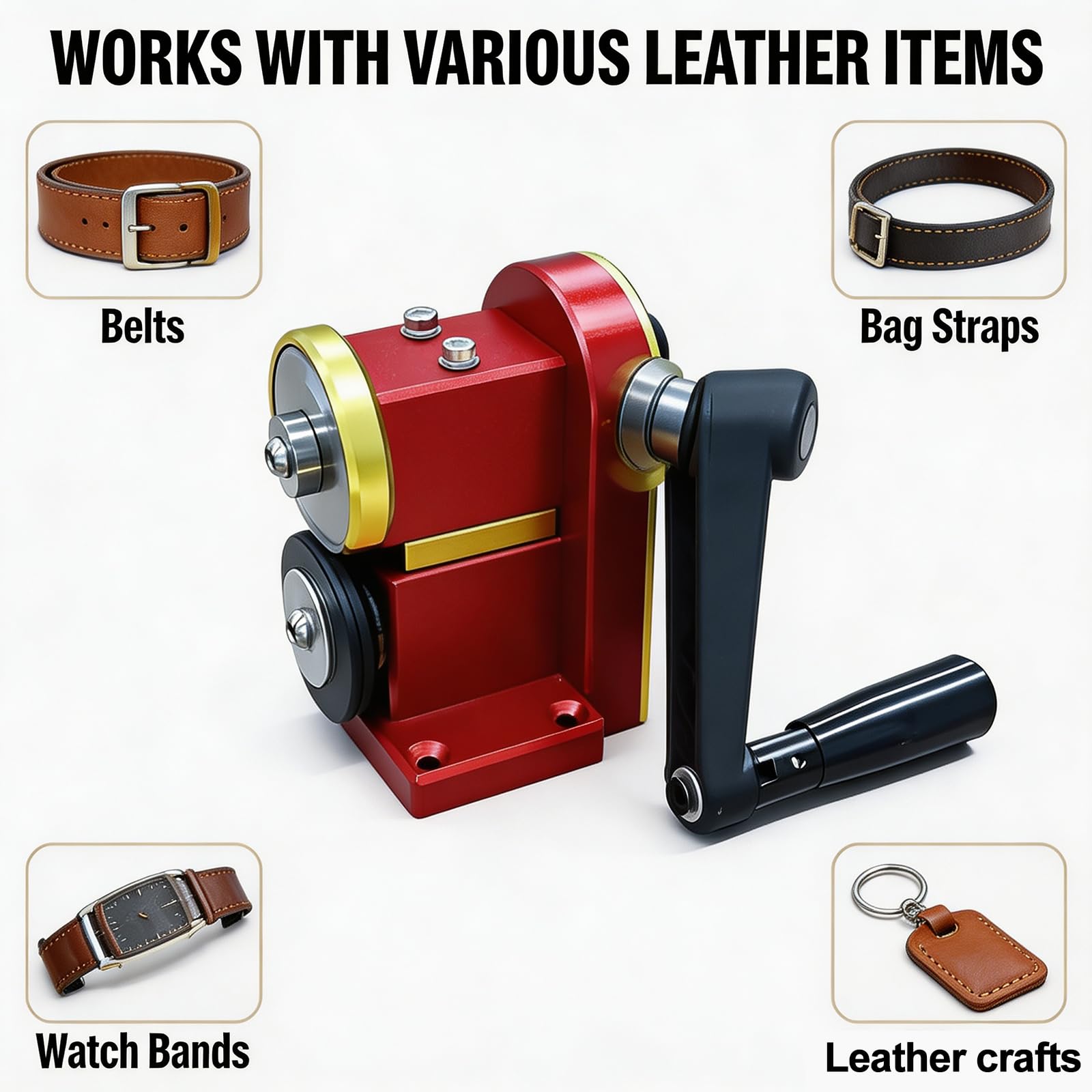 Cortadora Manual De Tiras De Cuero, Máquina De Recorte De Bordes Biselados De Precisión Con Cuerpo De Aleación De Aluminio Y Engranajes De Acero, Para Cinturones, Asas De Bolsos, Correas Reloj