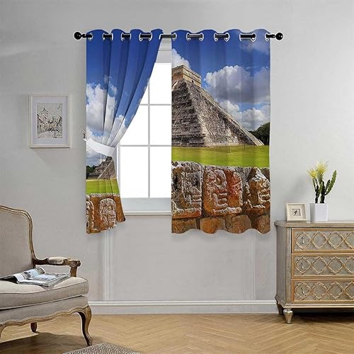 Miniatura 3 de YANFENQI Cortinas para Habitacion Blackout Ancient Thermal Door Cover Cortinas para Separar Cuartos 55Inch Width by 45Inch Length,2 Panels