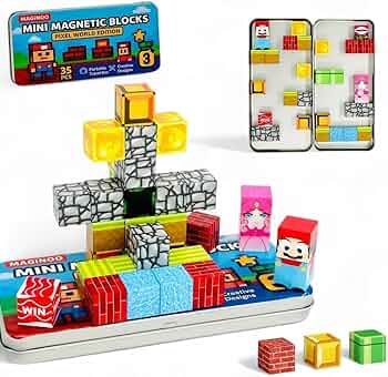 Amazon.com: 35PCS Pixel World Edition Mini Magnetic Blocks