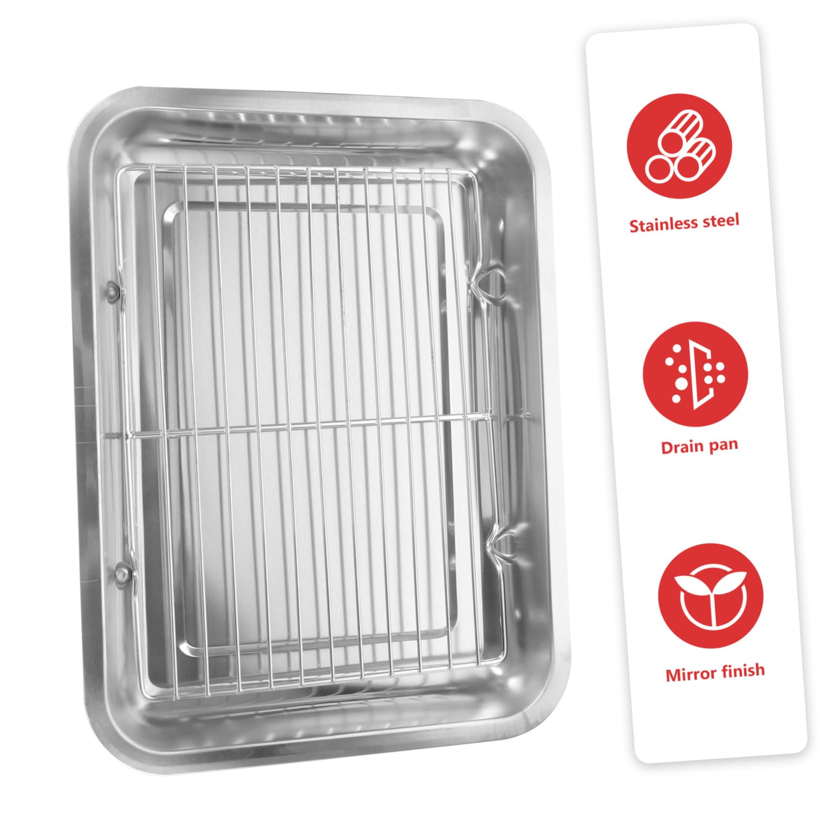 Bandeja de Acero Inoxidable para Barbacoa Doble Capa, Recipiente para Almacenar Alimentos y Servir en Restaurantes y Establecimientos, Diseño Elegante y Resistente