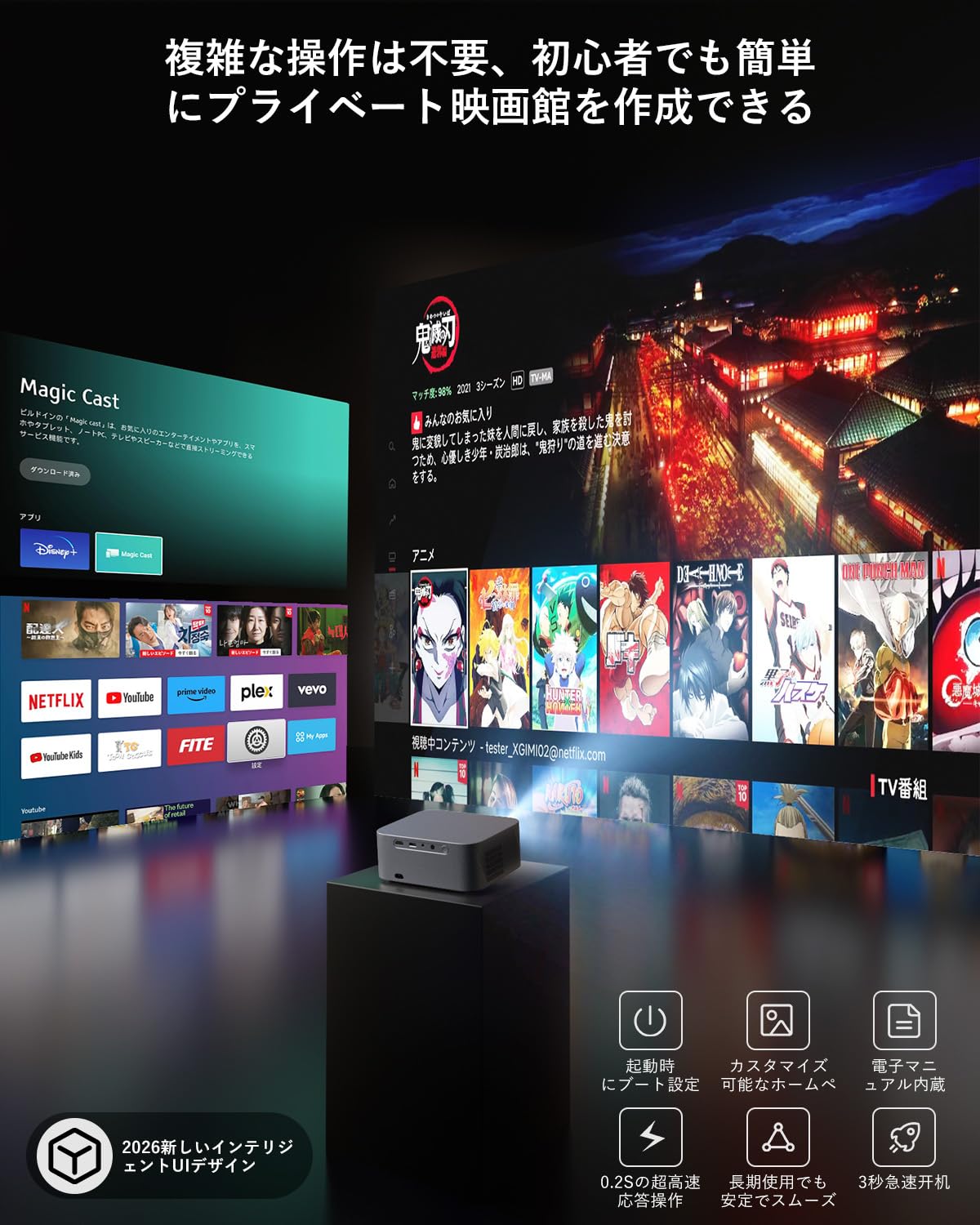 Amazon.co.jp: 【Netflix公式対応】プロジェクター 家庭用 小型