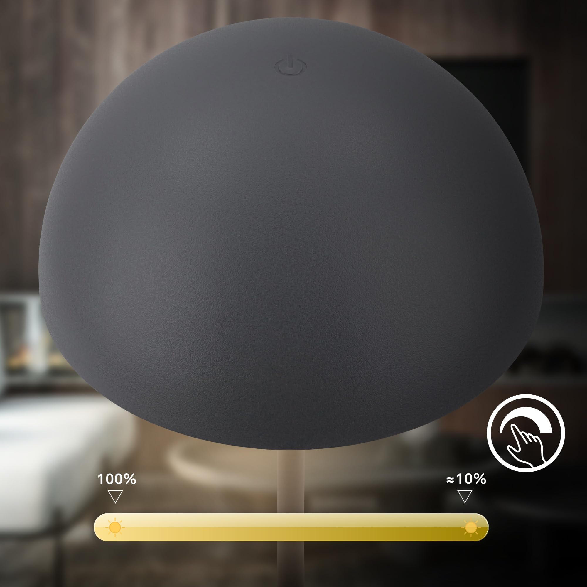BRILONER - LED tafellamp draadloos IP44 met touch, dimbaar, oplaadbare batterij & lichtbron verwisselbaar, bedlamp, leeslamp, LED lamp, campinglamp, tafellamp, buitenlamp, 11x34,5 cm, koffie