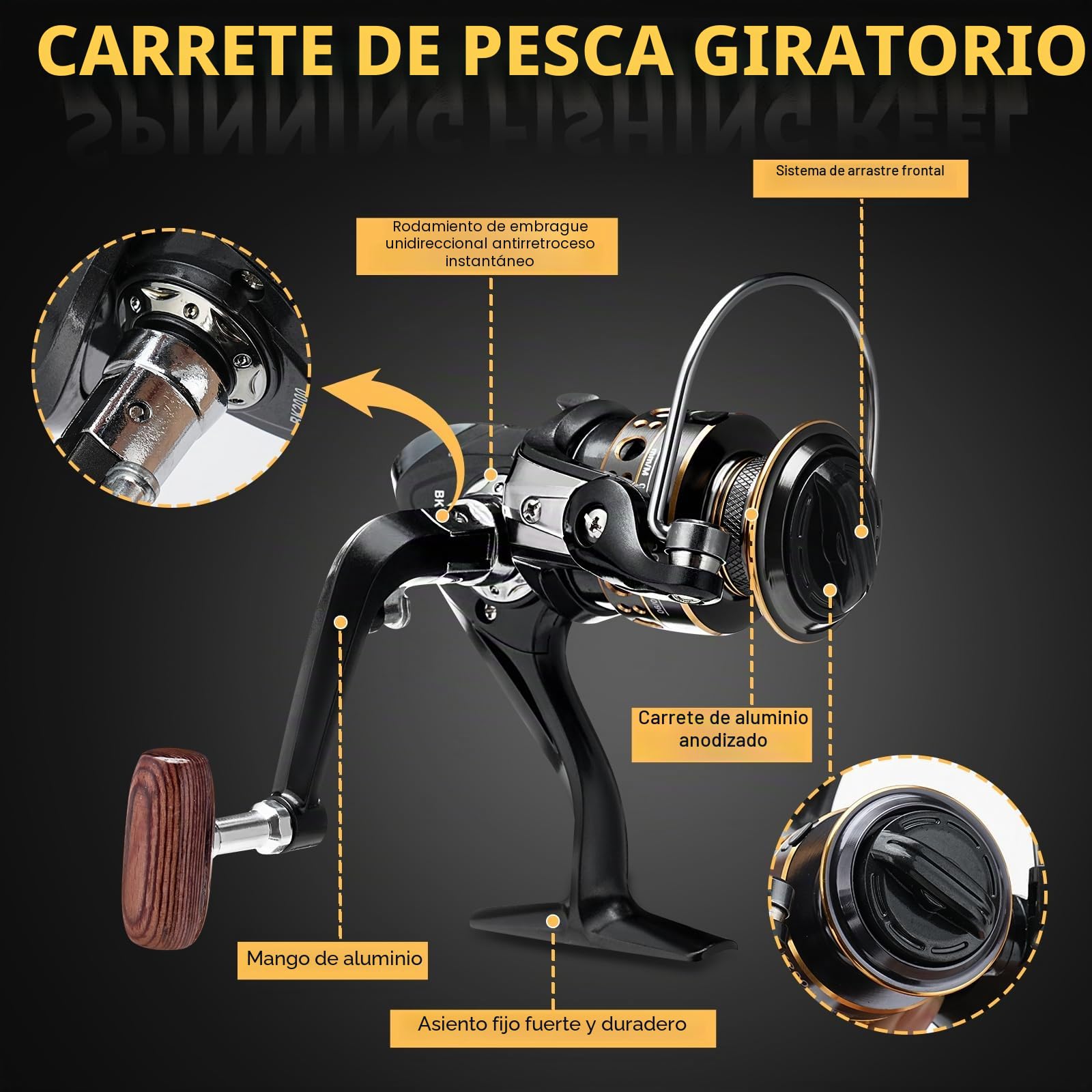Telescopic Fishing Rod and Reel Combo Set, 2.1m Metal Fishing Pole Kit with Line, Lures, Carrier Bag, Spinning Rod Reel Combo