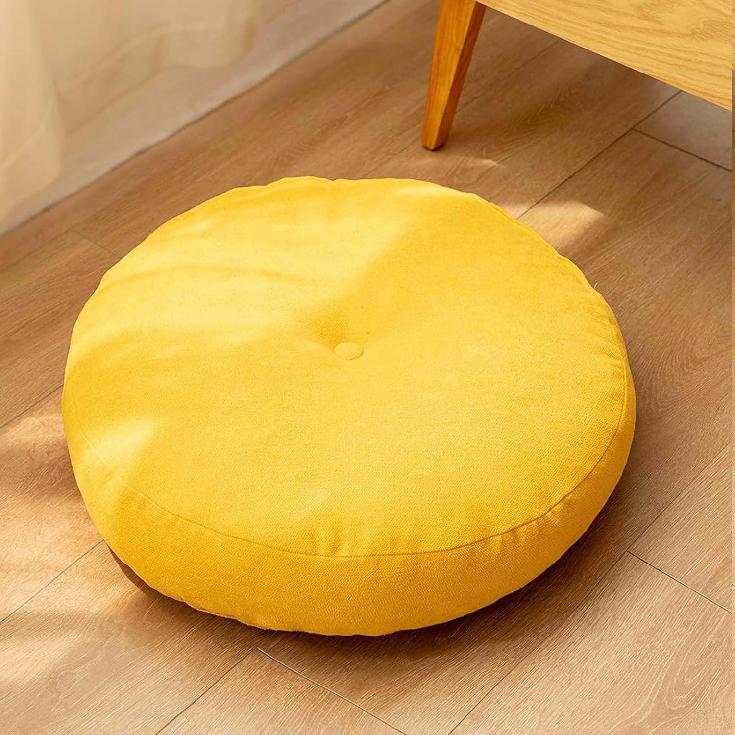 Meditation Floor Pillow Floor Cushions for Adults Large Round Floor Cushions Round Pillow Yellow Thick Floor Seat Pillows Cushion for Living Room Tatami Yoga,18.5 Inch