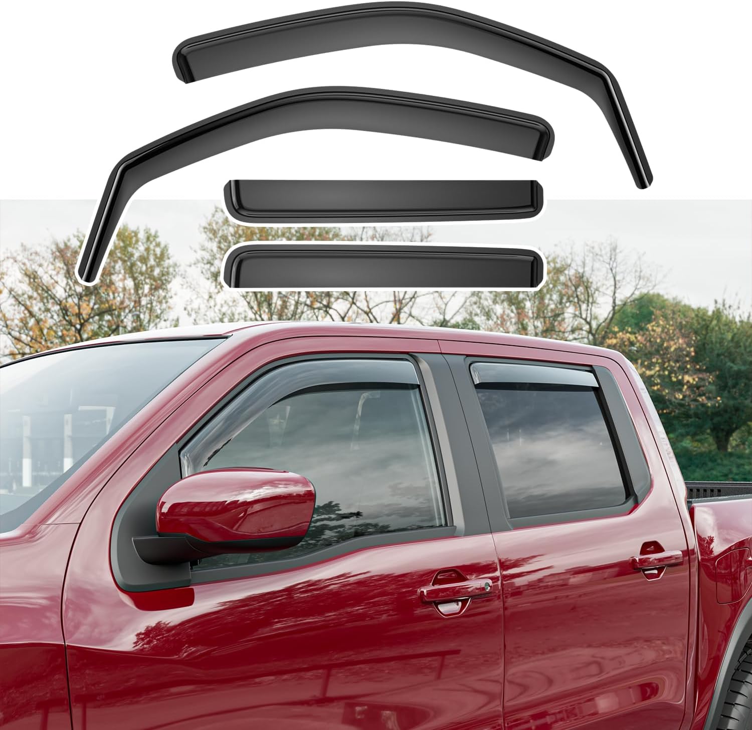 Xipoo Side Window Visor Deflector Compatible with 2022-2025 Nissan Frontier Crew Cab Visor Trim Cover Side Window Deflector Replacement for 2022 2023 2024 2025 Nissan Frontier Accessories