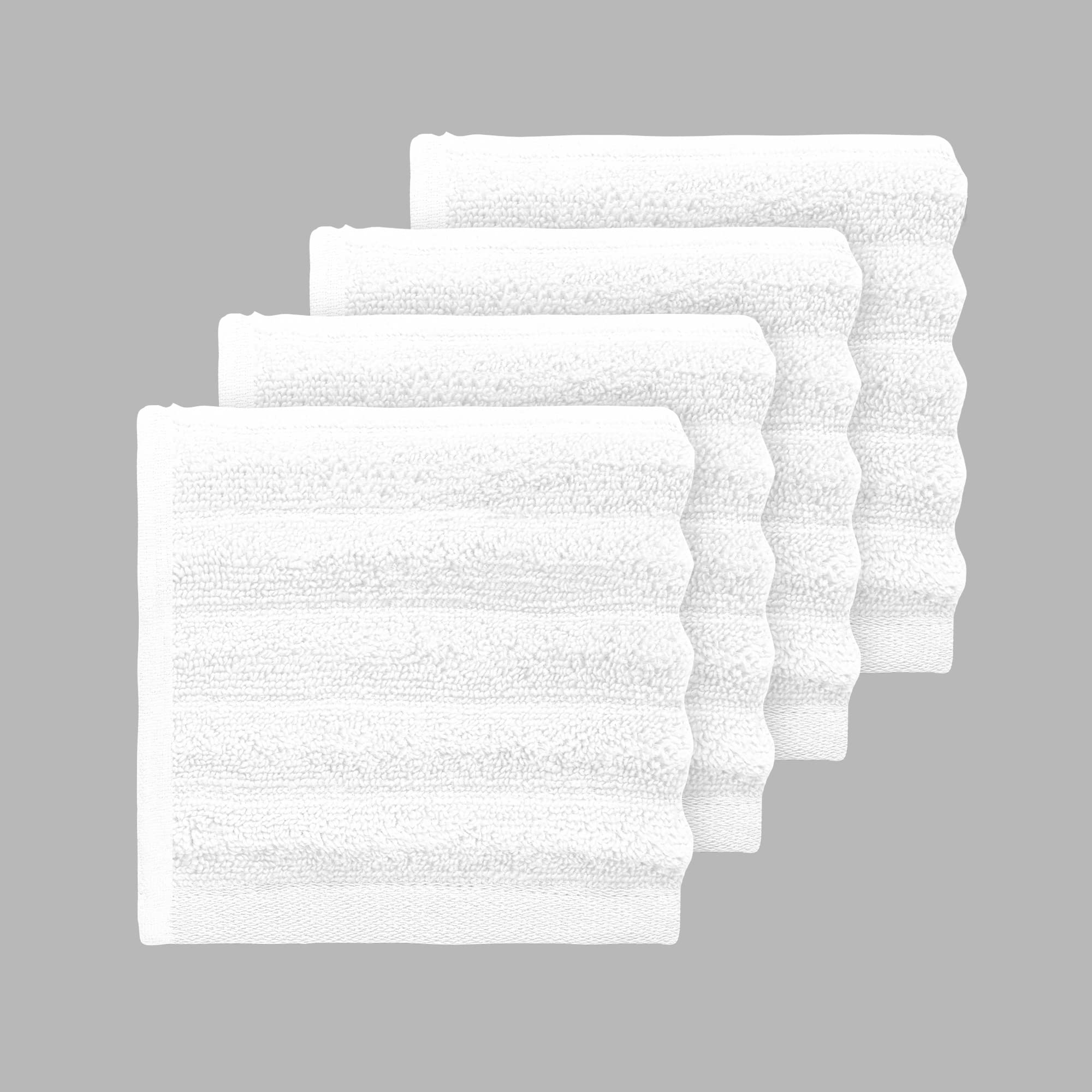Kinton Crafts Posh Cotton Washcloth (Pack of 4, 30x30cm-600 GSM) Multipurpose Dish Cloths|Versatile Use For Kitchen|Car|Furniture|Glass|Wooden Floor|Cleaning Cloth|Breathable|Ultra Soft- White