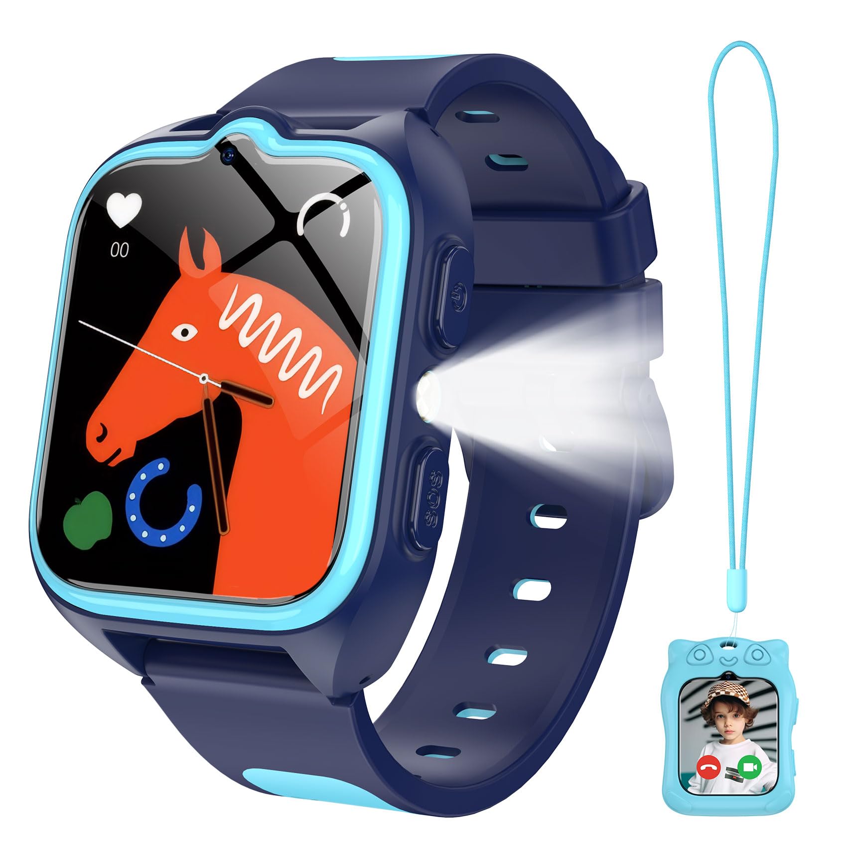 IOWODO Smartwatch Bambini 4G, Orologio Localizzatore GPS con Chiamata Video, Funzione SOS, Telecamera, Giochi Educativi, Batteria 800mAh, Impermeabile, Regalo per Ragazzi e Bambine