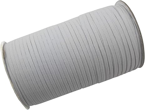 White 1/8 Inch Elastic for Sewing Skinny 3mm Cold Braided Band Strap String White, 200 Yards Roll