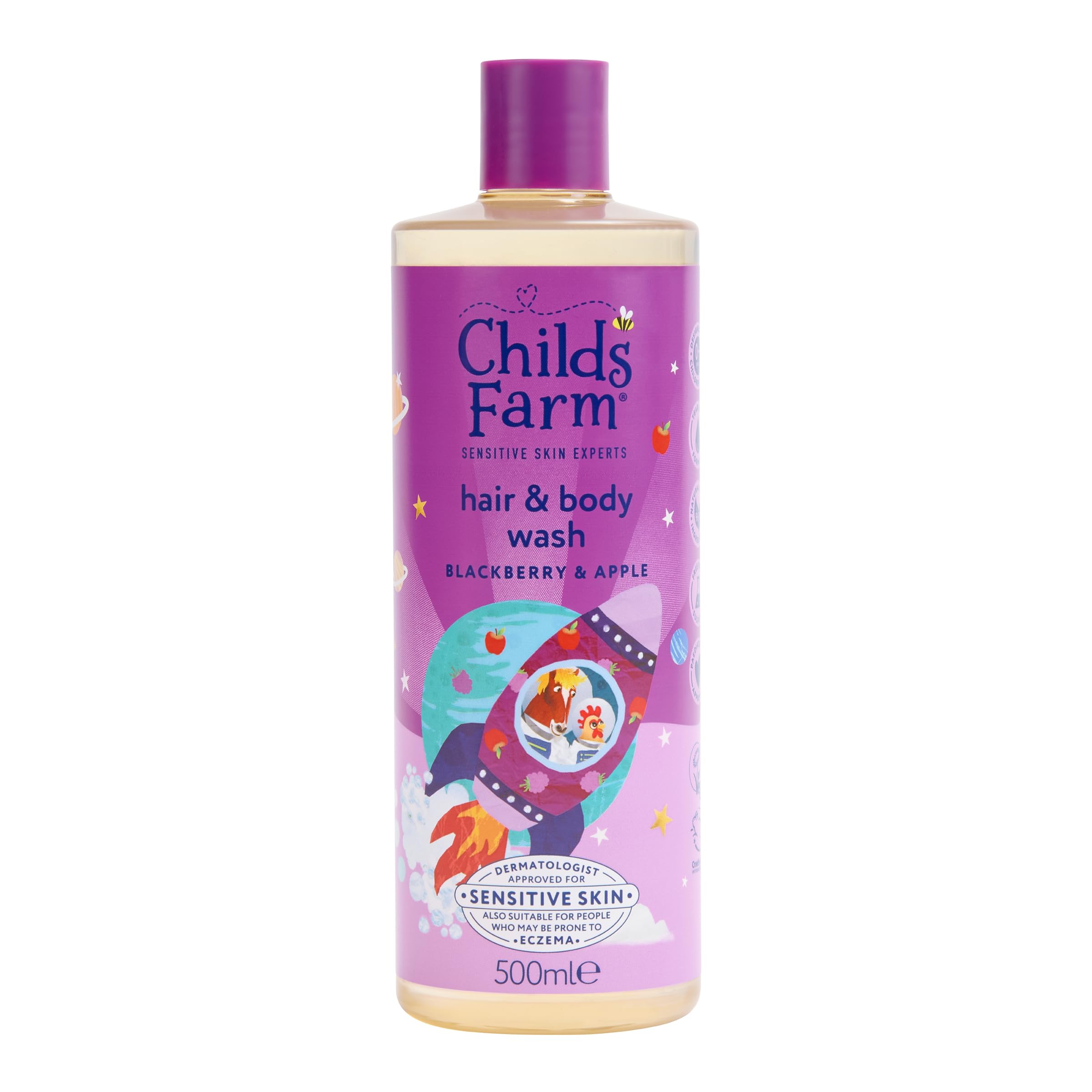 Childs Farm Kids Hair & Body Wash, Blackberry & Apple, 500 ml (Pack of 1)