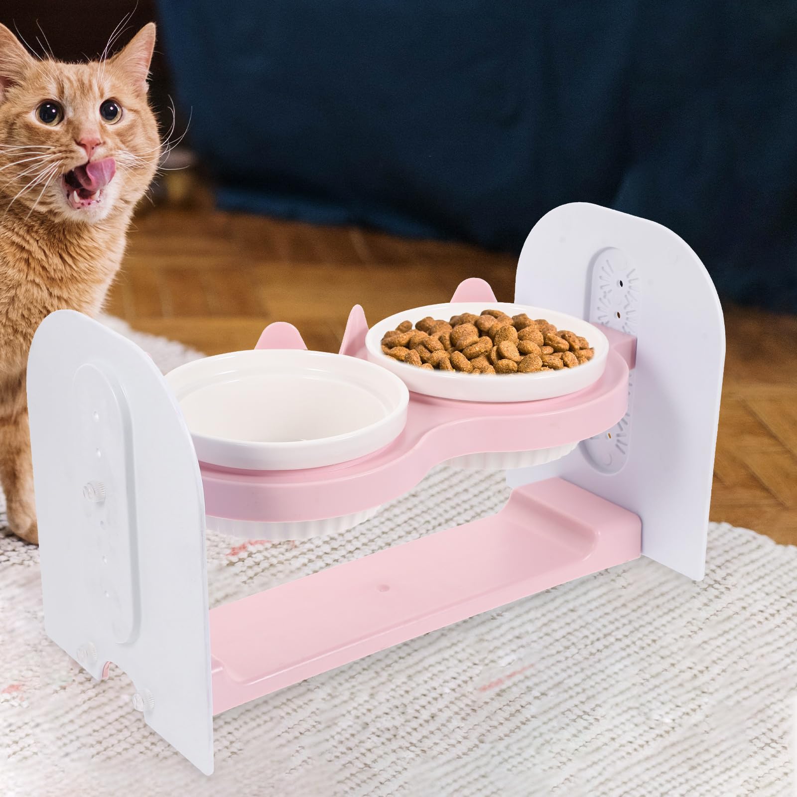 Keramik Futternapf für Hunde und Katzen, Rosa, Doppelt