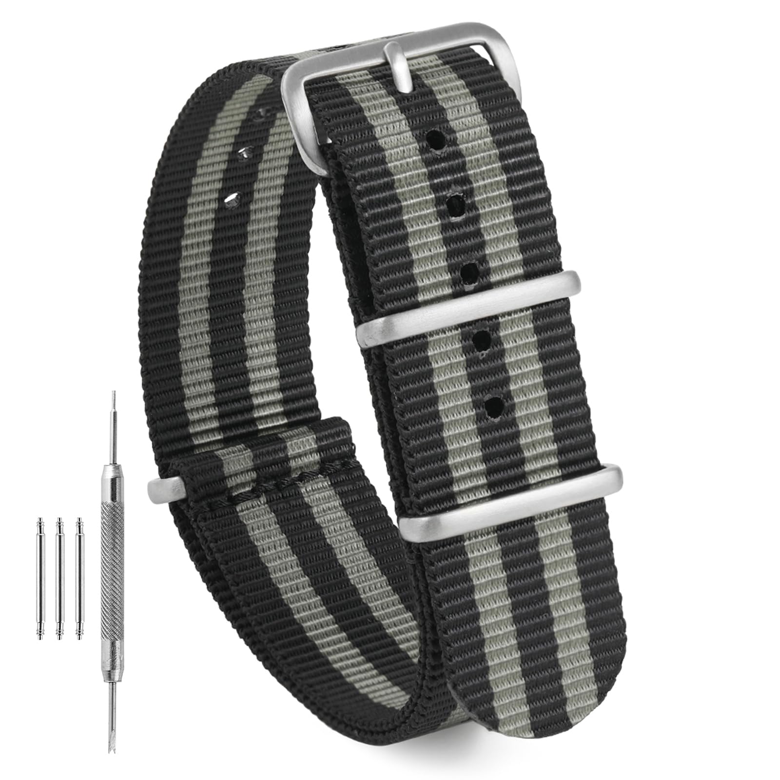 TACTICAL FROG Nylon Watch Band 18mm 19 mm 20mm 22 mm 24 mm, Waterproof Military Watch Straps Replacement for Men Women, With Stainless Steel Buckle