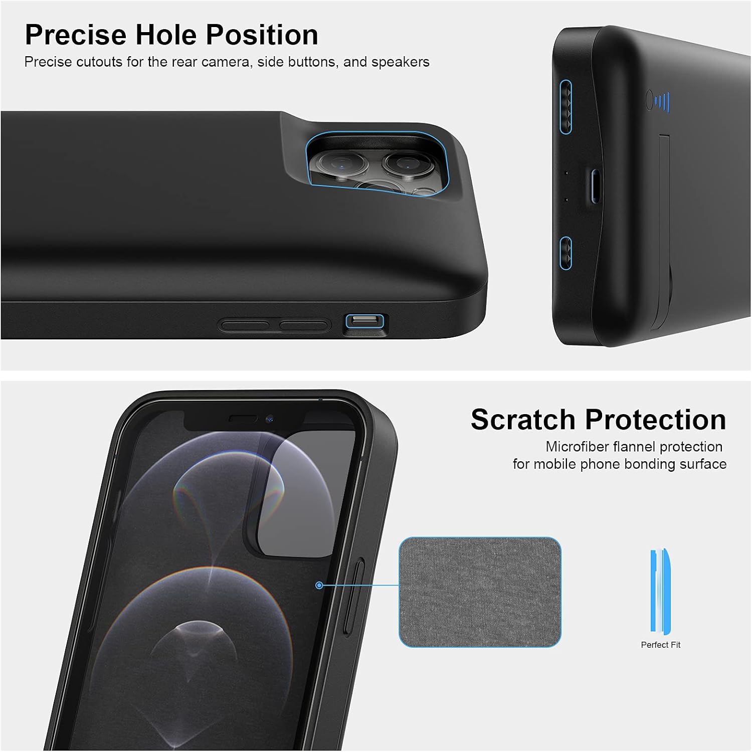 QGOO Battery Case for iPhone 12 Mini, 4000mAh Protective Portable Charging Case Extended Charger Cover Kickstand Rechargeable Battery Backup Pack, Compatible with iPhone 12 Mini (5.4inch)