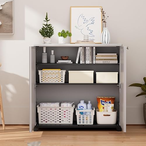 Miniatura 6 de ADDOK Armario de almacenamiento de plástico para interiores y exteriores, 34 x 15 x 34 pulgadas con 1 estante, cobertizo de almacenamiento al aire