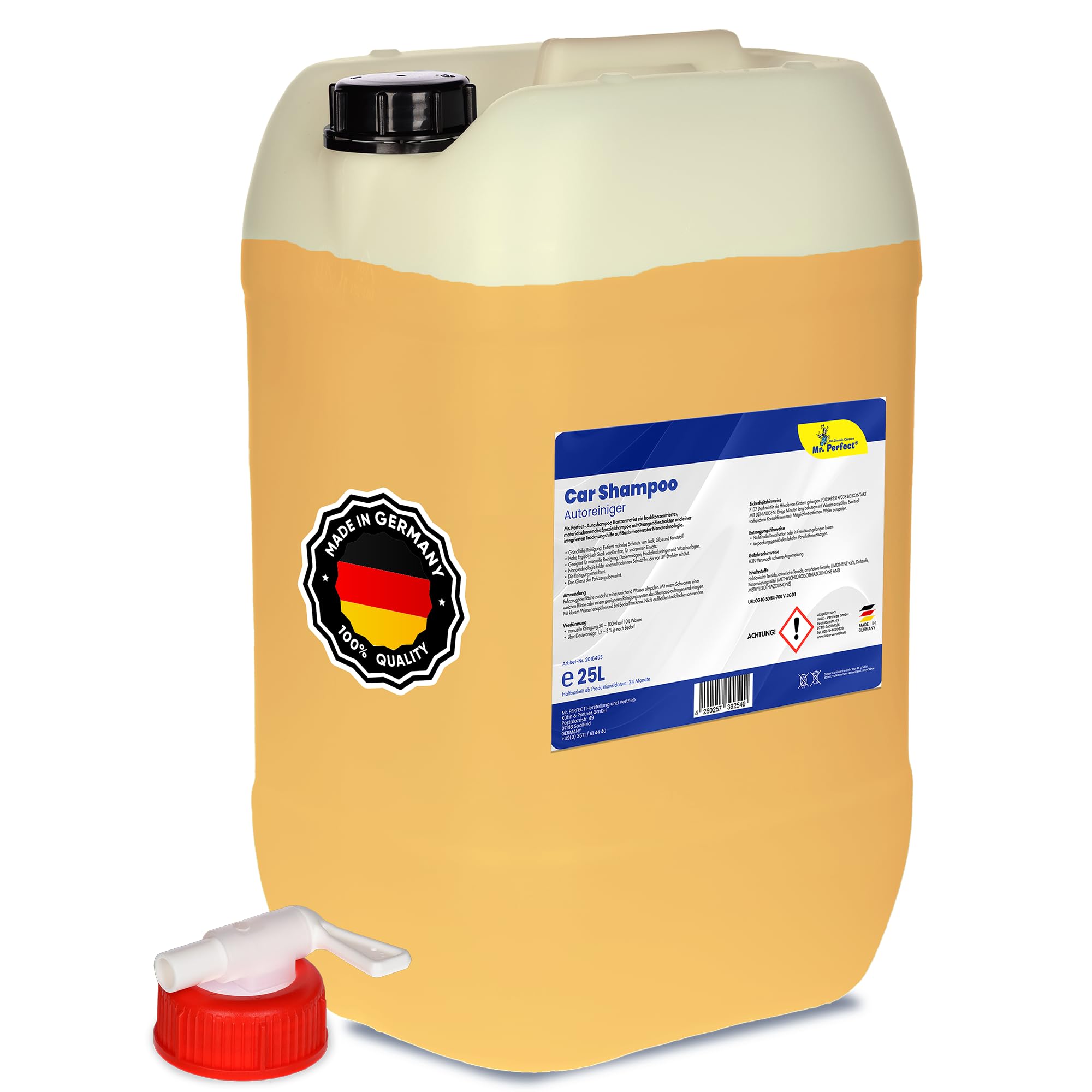 Mr. Perfect – Autoshampoo Konzentrat im praktischen 25L Kanister | Autoshampoo für Hochdruckreiniger und Waschanlagen | Autoreiniger mit Abperleffekt