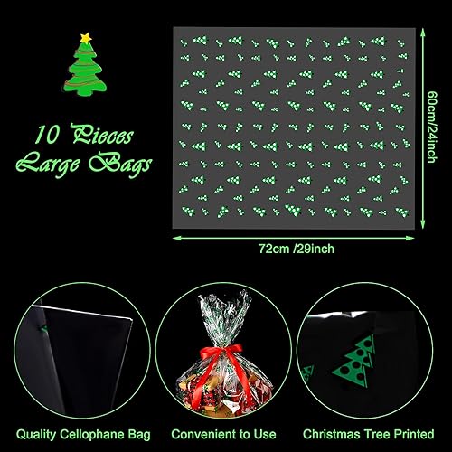 Miniatura 3 de Outus 10 bolsas de celofán para cesta de Pascua, bolsas grandes de celofán transparente de 24 x 30 pulgadas, para cestas de regalo, bolsas de regalo