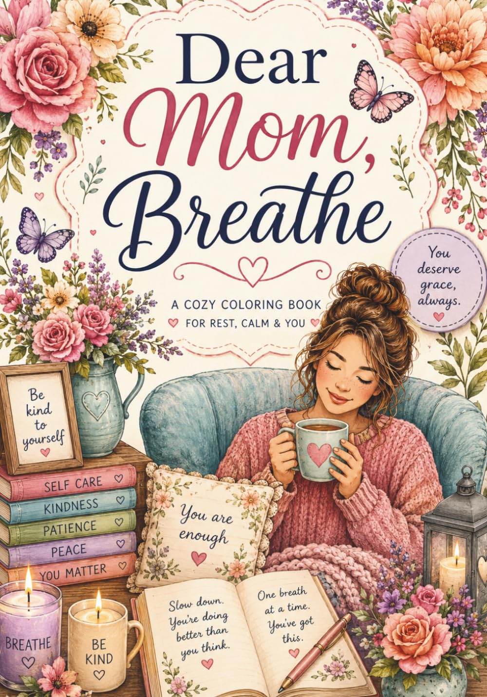 Dear Mom, Breathe Coloring book: A gentle reminder to slow down, take a deep breath, and make space for you.