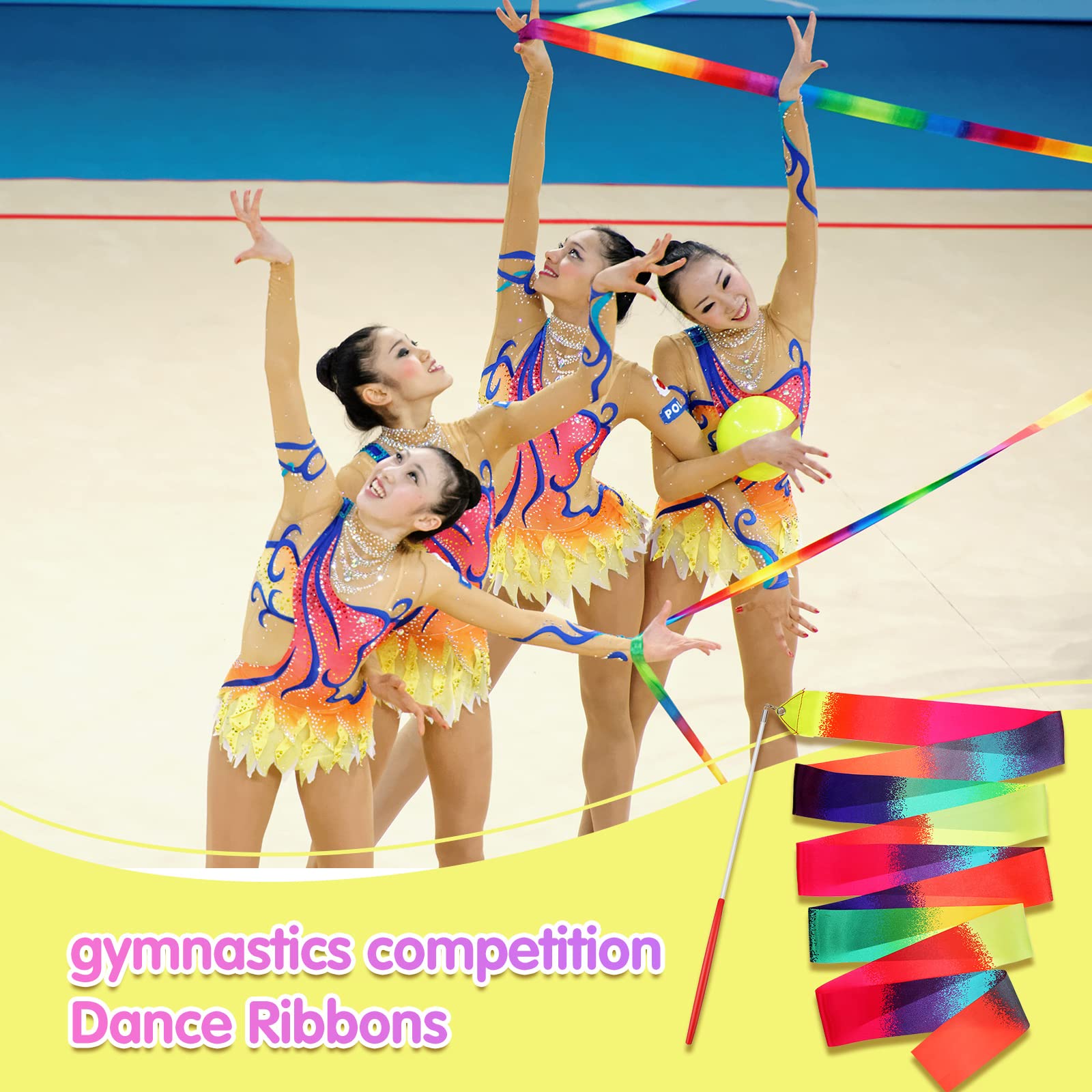 Streamer Sticks Colorful Dance Ribbons 6pcs Colorful Streamer Sticks - 2 Meter Rainbow ...