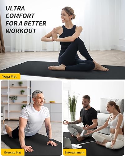 Vista 5 de CAMBIVO Tapete de yoga para mujeres y hombres, tapete de ejercicio extra largo y ancho (72 x 48 pulgadas/84 x 30 pulgadas), alfombrilla