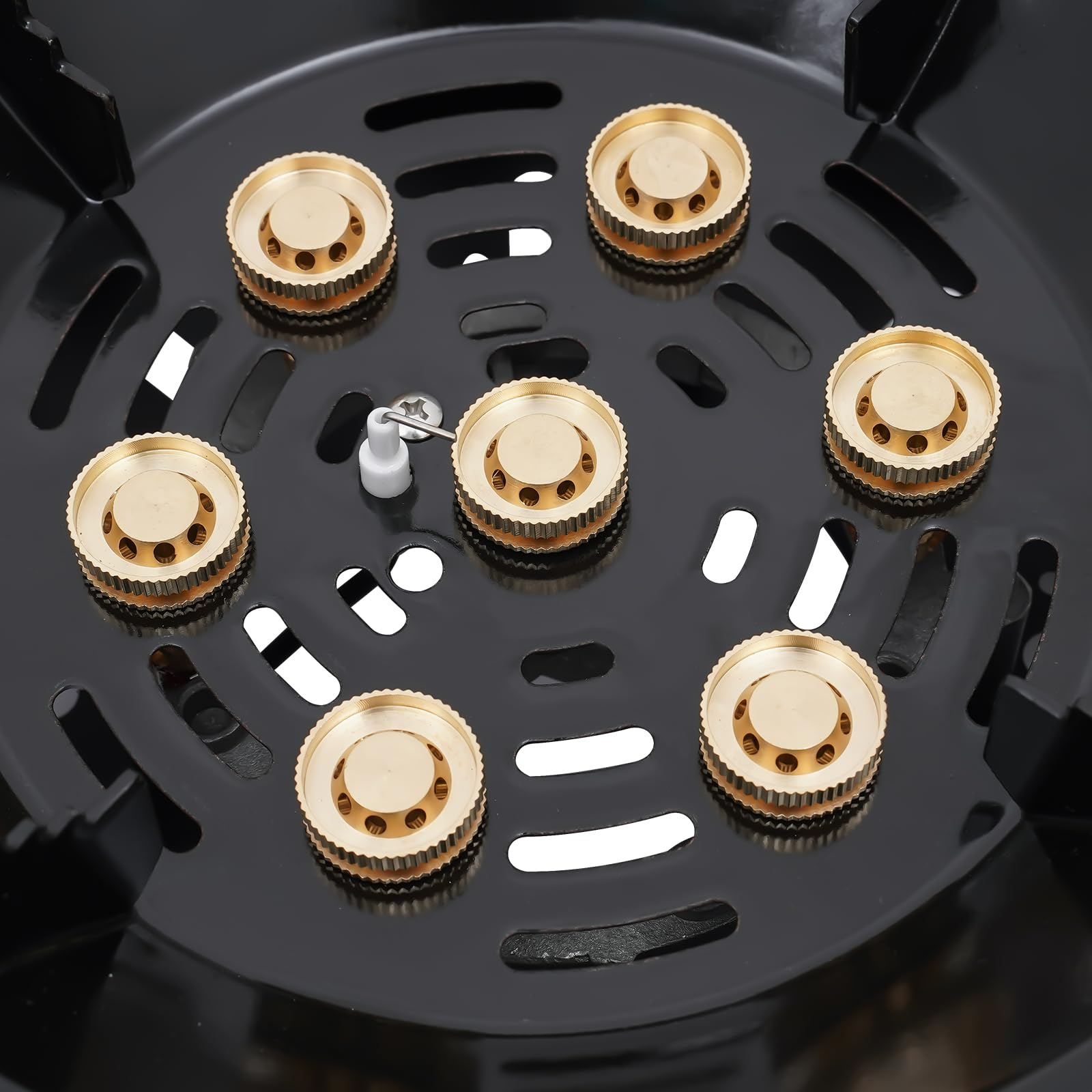 Réchaud à gaz de camping - 21000 W - Portable - Avec 3 adaptateurs - 7 têtes de brûleur - Puissance de feu réglable - Brûleur d'extérieur pour rôtir, sauter, frire, cuire à la vapeur
