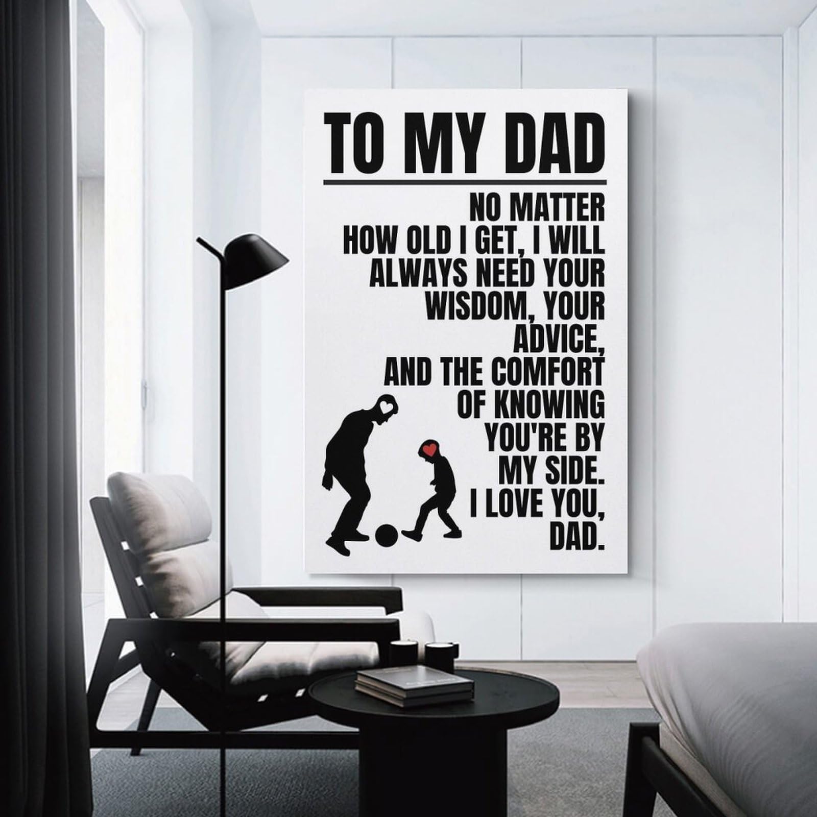 Junmoney Canvas Art Print To My Dad - Love & Wisdom, 24x36inch(60x90cm), for Feature Walls in Flats Or Modern Rooms, Wall Decor Suited to Curated Displays