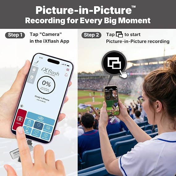 iXflash 32GB MFi Certified Lightning & USB Type A Flash Pen Drive for iPhone/iPad/Mac/PC External Storage Memory Photo Stick