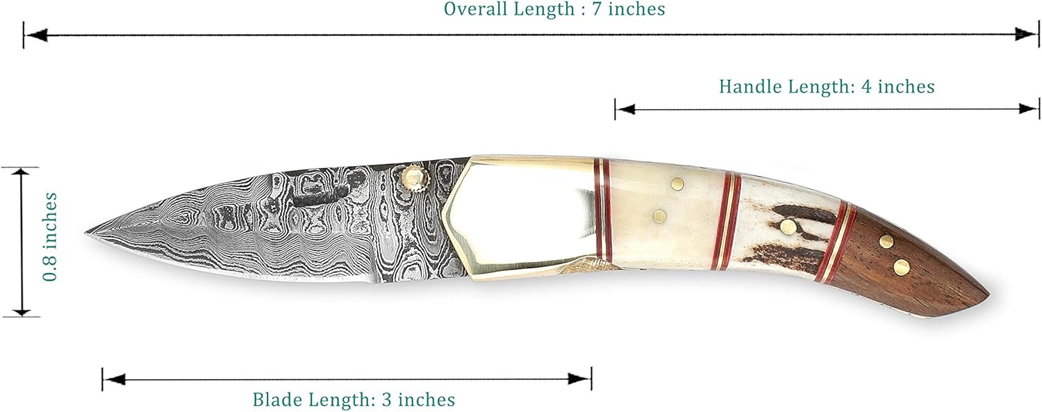 Perkin - Handmade Damascus Pocket Knife - Beautiful Folding Knife