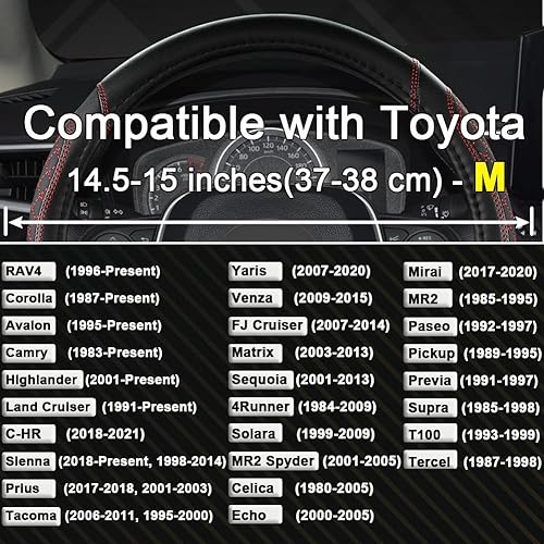 Miniatura 43 de West Llama Funda personalizada para volante de automóvil para Toyota Tacoma, 4Runner, Tundra, Sequoia, 15.5-16 pulgadas (negro + azul, tamaño grande)