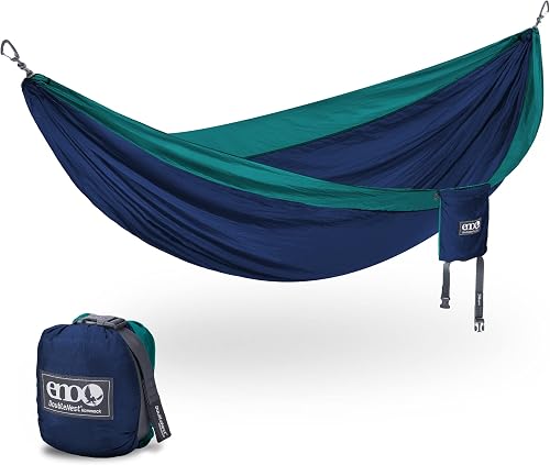 ENO DoubleNest Hammock - Lightweight, Portable, 1 to 2 Person Hammock - for Camping, Hiking, Backpacking, Travel, a Festival, or The Beach - Seafoam/Navy