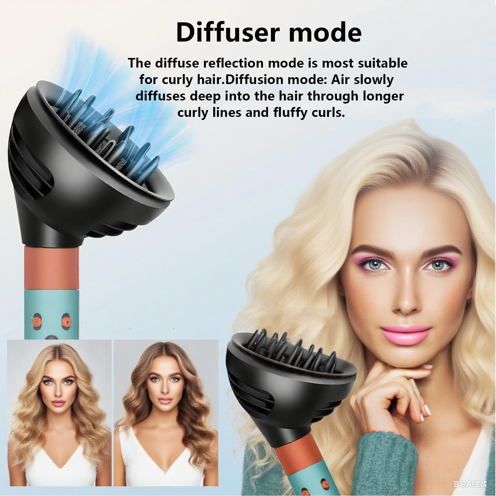 Diffusore per Dyson Airwrap, Asciugacapelli, Diffusore Capelli Ricci Universale per HS01 HS05 HS08, 2 in 1 Embocco, Styling Aria, Asciugatura Rapida, Portatile Diffusore Phon