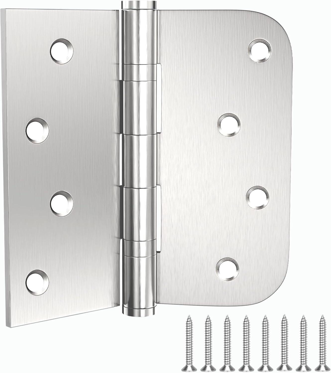 Stainless Steel Hinge, 3-Pack 4-Inch Silent Ball Bearing Hinges - Heavy Duty Interior Door Hinges with Square Rounded 5/8-Inch Radius Corners