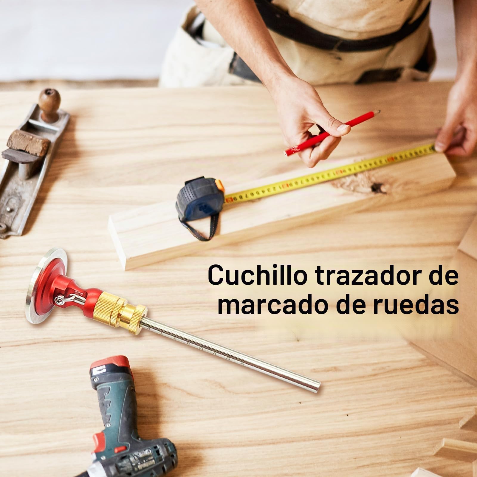 Calibre De Marcado, Herramienta De Marcado Con Función De Microajuste Calibre De Marcado Calibre De Marcado De Metal Cuchilla Para Madera Blanda Y Madera Dura Marcado De Ruedas