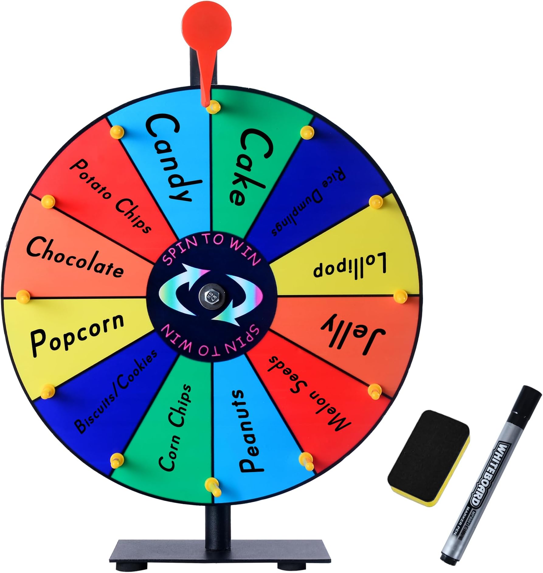 12 Slots Prize Wheel,12 Inch Wheel Spinner With Stand And Heavy Duty Base,Spinning For Prizes,Spin The Fortune Spinning Game Carnival & Engaging Home Parties,Tradeshow.