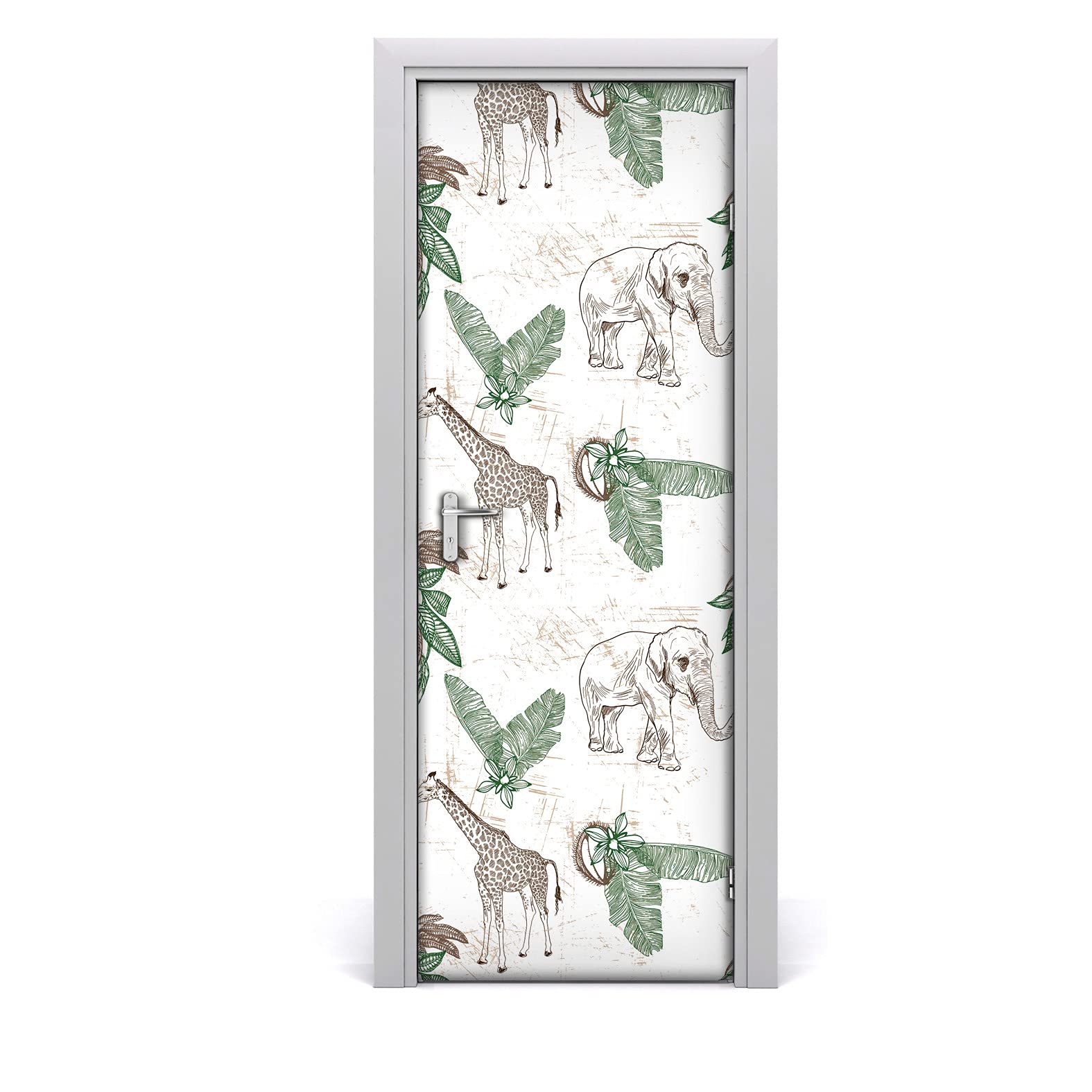 Autocollant de porte étiquette Magic-Stick Coloray animaux girafe papier peint 85x200