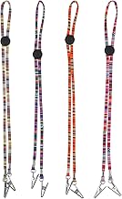 Ouligay Pack of 4 Napkin Chain with Clip, Adjustable Napkin Clips in Folklore Style, 60 cm, Napkin Clips, Bib Chain with Clips, Lightweight Napkin Holder, Portable Bib Clips for Seniors