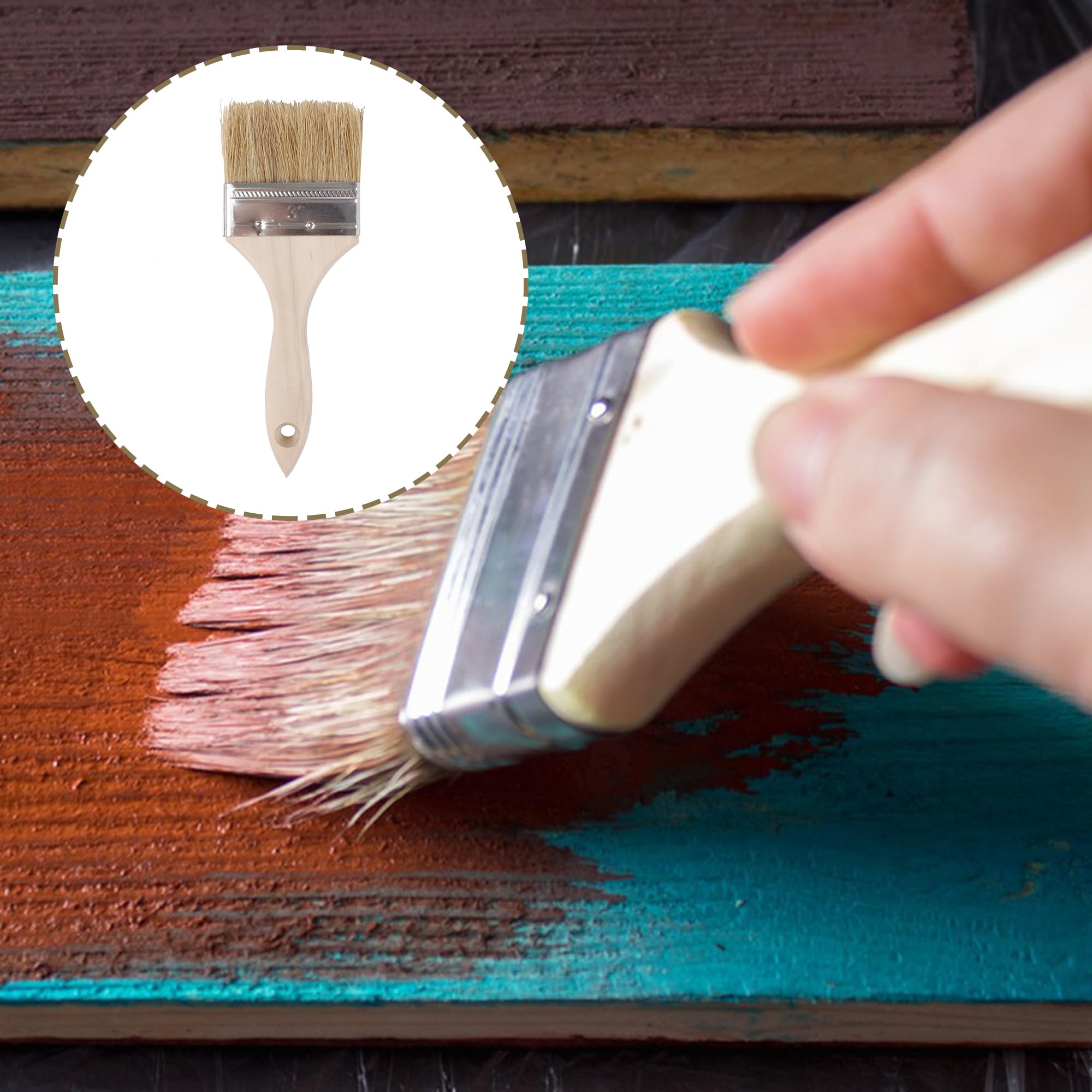 Pincel plano para pintura interior y exterior con mango extendido de 7,6 cm, paquete de 35