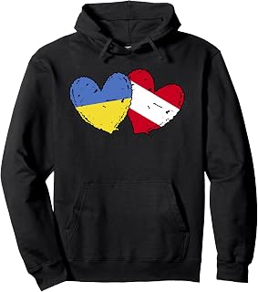 Ukraine Austria Heart Flag Ukrainian Austrian Heritage Pullover Hoodie