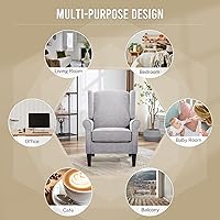 Vista 6 de Silla decorativa moderna, sillón de tela de chenilla con esponja de alta resistencia y patas resistentes, cómoda silla individual para dormitorio