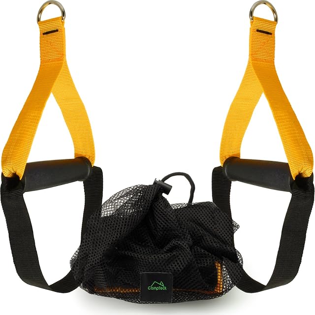 CampTeck U6836 Heavy Duty Cable Attachment Gym Handles Resistance Band handles Tricep Handle Gym Stirrups - Cable Machine, Home Gym etc - With Carrying Pouch